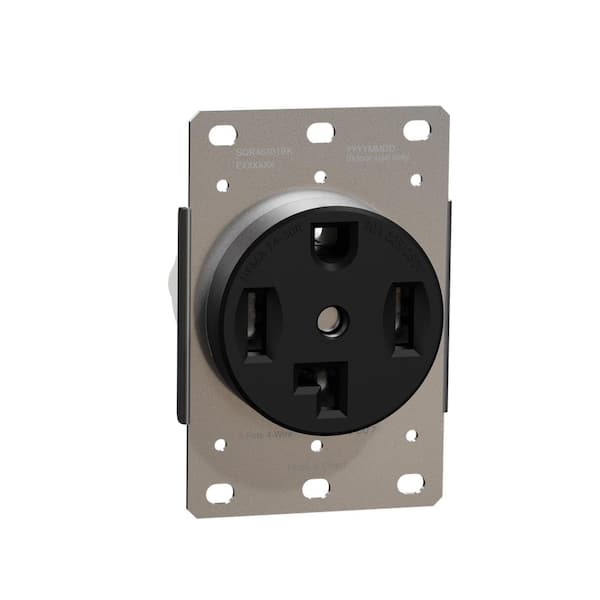 X Series 30 Amp 125/250-Volt Flush Mount NEMA 14-30R Dryer Single Outlet Back Wire Matte Black