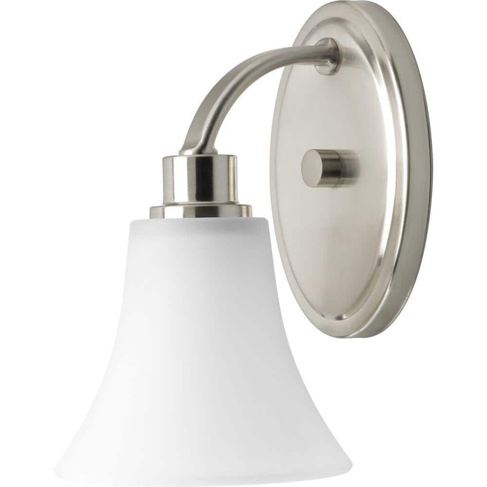 Brushed Nickel 9.5" Wall Sconce with Etched Glass Shade