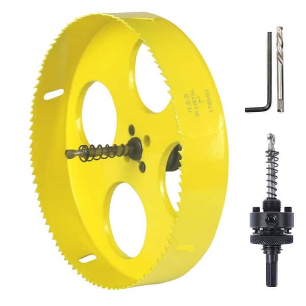7 in. Bi-Metal Hole Saw with Arbor Mandrel for Wood Soft Metal Drywall Plasterboard Plywood 178mm