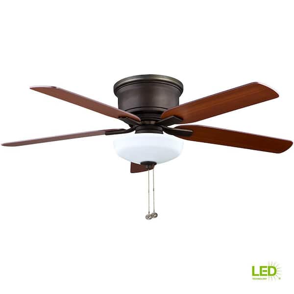 Holly Springs Low Profile 52'' LED Indoor Ceiling Fan w Light Kit Hampton Bay 