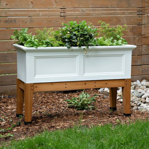 Fairfield Elevated Self-Watering Polyethylene White Garden Bed