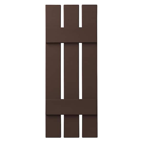 Ply Gem 12 in. x 35 in. Polypropylene 3-Board Open Board and Batten Shutters Pair in Terra Brown