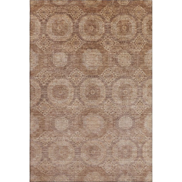 Mayfield Premium Machine Washable Abstract AMF1925 Copper 8 ft. x 10 ft. Area Rug