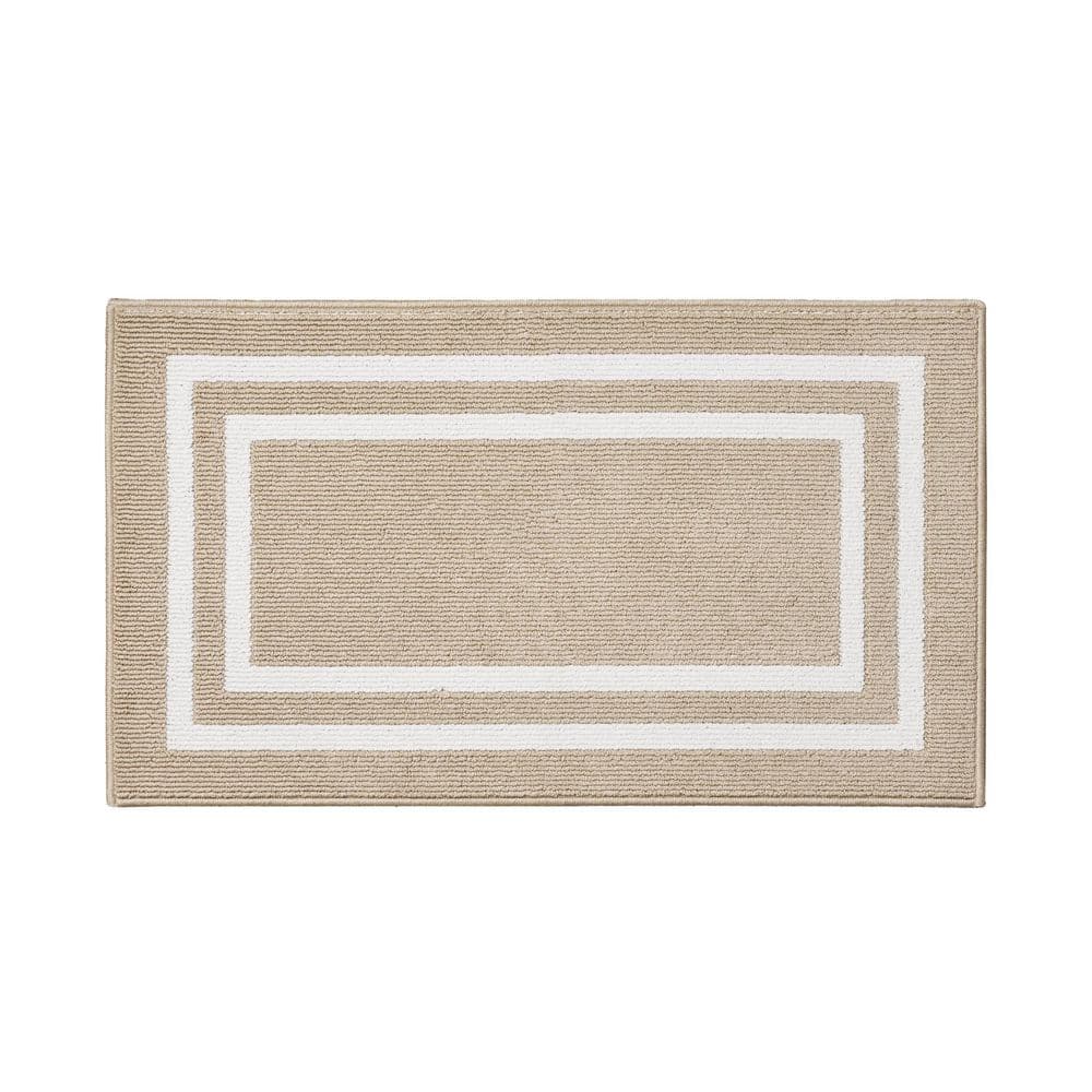 Machine Washable Non-Skid Beige /White  2.2 ft. x 4 ft. All Loop Tufted Area Rug price history on PriceWatchPro
