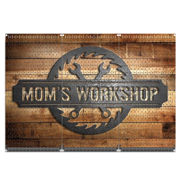 HangTime 32 in. H x 48 in. W Mom's Workshop Metal Design Pegboard 3 Panel Set