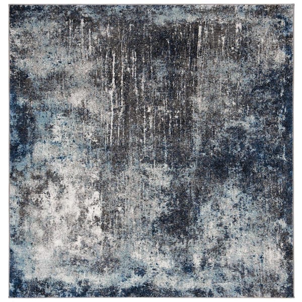 SAFAVIEH Galaxy Charcoal/Blue 5 ft. x 5 ft. Square Abstract Area Rug