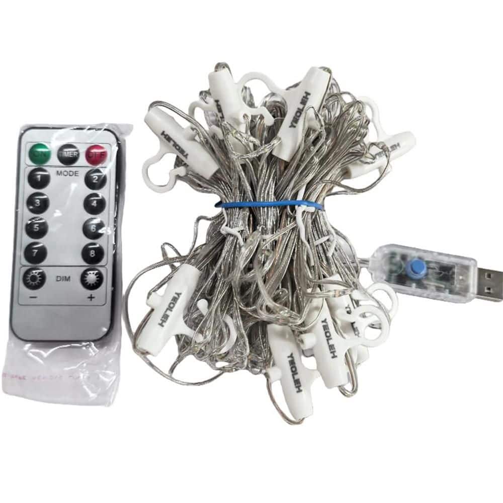 USB Powered String Lights Curtain 8 Modes White 7. 9Ft x 5. 9Ft IP64 Waterproof for Bedroom Wall Party Decor price history on PriceWatchPro