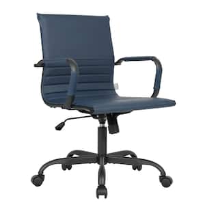 Harris Leather Desk Swivel Armrests Modern Adjustable Executive Conference Chair for Office and Home in Blue