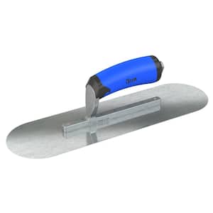 14 in. x 4 in. Razor Stainless Steel Round End Pool Trowel with Comfort Wave Handle and Short Shank