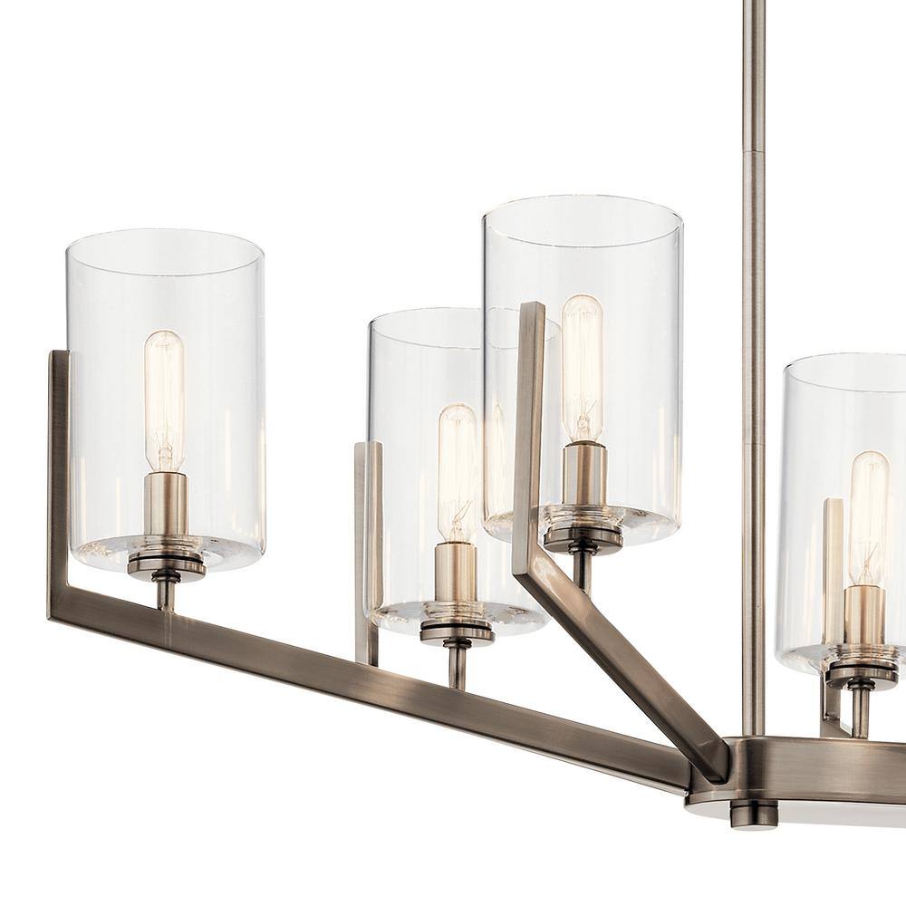 Classic Pewter 8-Light Oval Chandelier with Clear Glass Shades