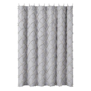 Frayed Lattice 72 in Creme and Black Shower Curtain