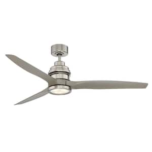 Meridian 60 in. Integrated LED Indoor Brushed Nickel Ceiling Fan with Remote