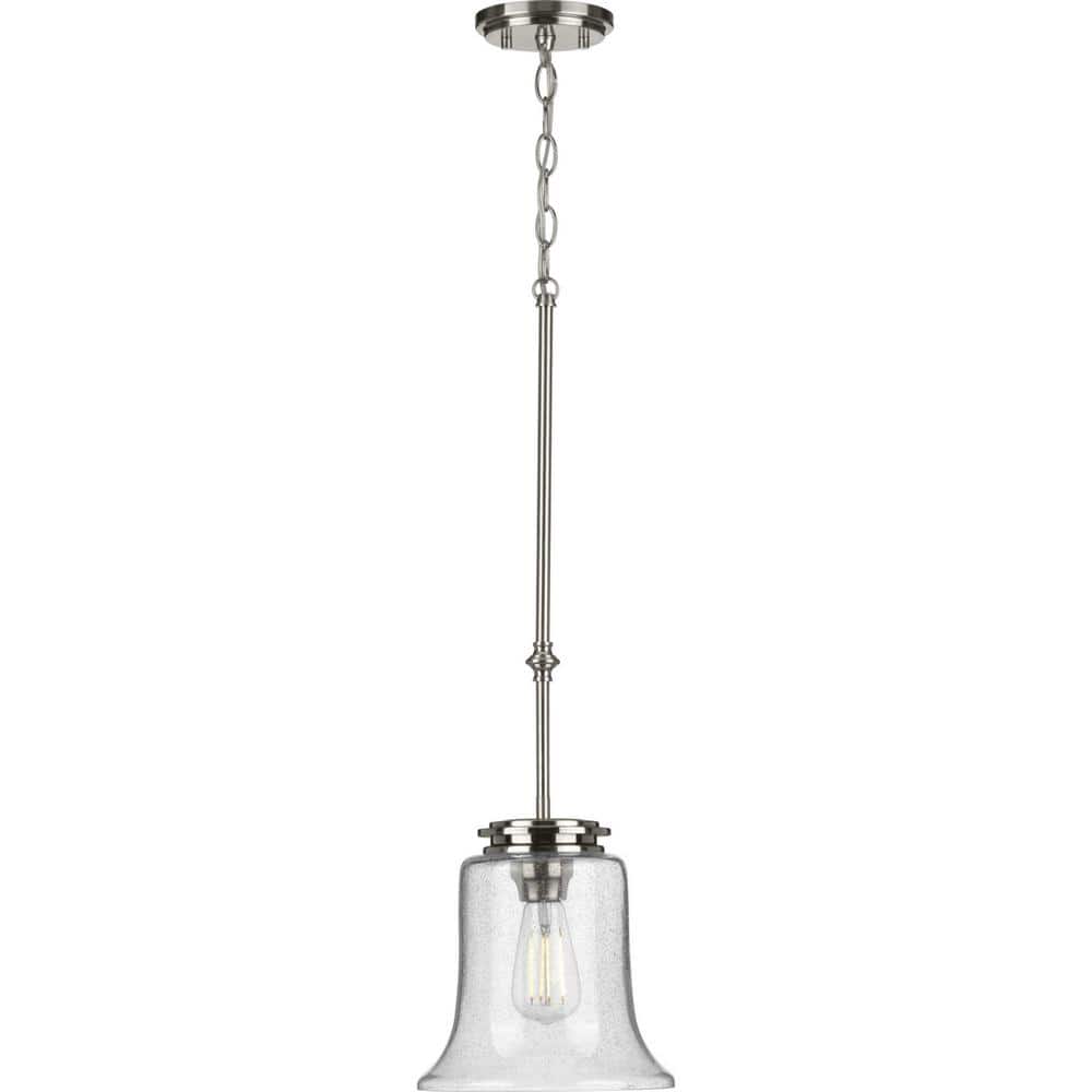 Winslett Brushed Nickel Mini Pendant with Seeded Glass Shade