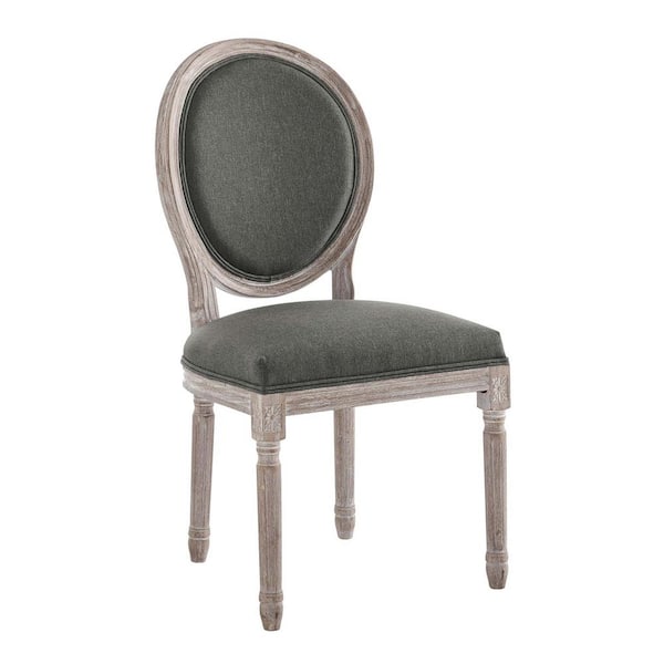 MODWAY Emanate Vintage French Natural Gray Upholstered Fabric Dining Side Chair