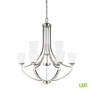 Hanford 9-Light Brushed Nickel Chandelier with LED Bulbs
