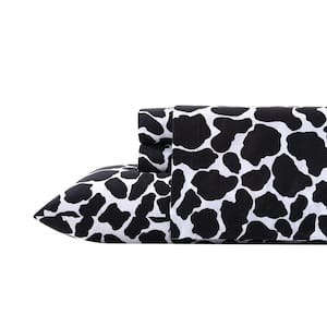 Cow 4-Piece Black Cotton Full Kids Sheet Set