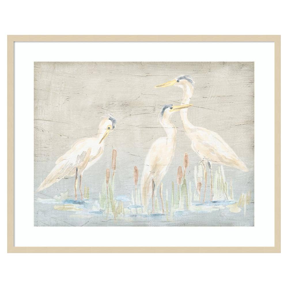 Driftwood Waterbirds II Natural Wood Framed Wall Art Print