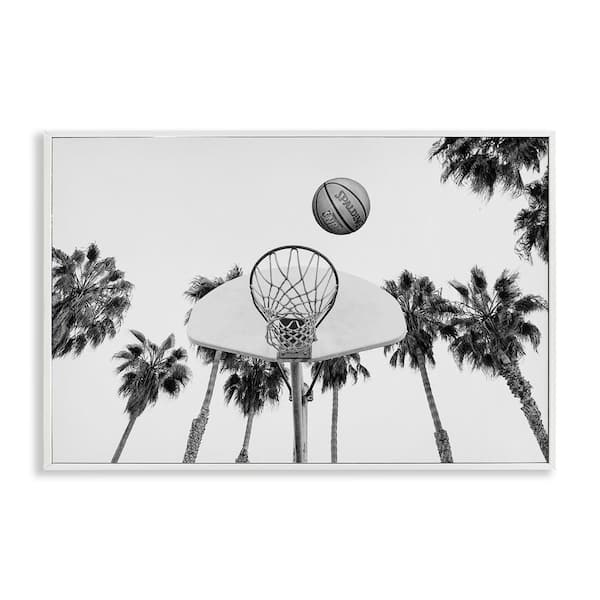 Basketball Hoop with Palms by Sisi and Seb White Framed Giclee Art Print Sports 20 in. x 30 in.