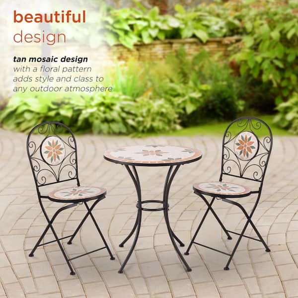 Garden Bistro Set 3 Piece Plastic Folding Table and Chairs Furniture Sets 2Color 