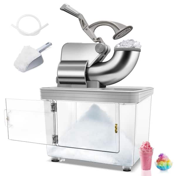 1400 oz. 600 lbs./h Commercial Ice Crusher Stainless Steel Snow Cone Machine Dual Blades, 50L Storage Bin, ETL Approved