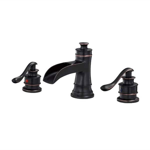 FLG 8 in. Widespread Double Handle Bathroom Faucet 3 Holes Brass Modern Sink Basin Taps in Oil Rubbed Bronze