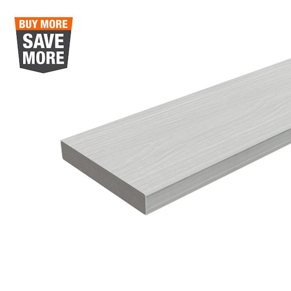 NewTechWood 1 in. x 6 in. x 8 ft. Icelandic Smoke White Solid Composite Decking Board