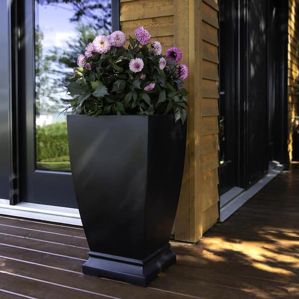 Acadia 28 in. Tall Self-Watering Black Polyethylene Planter