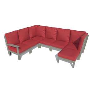 Bespoke Deep Seating 7-Piece Plastic Outdoor Sectional Set with Ottoman and with Cushions