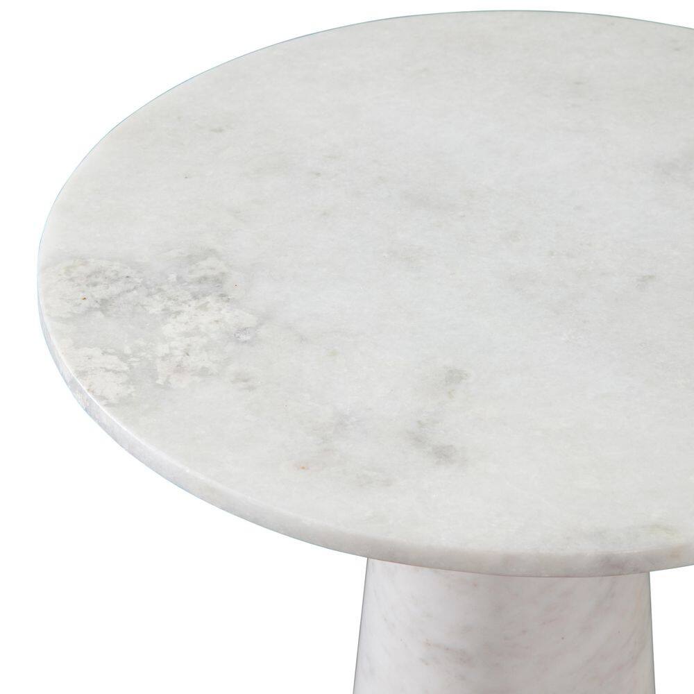 Joni 18 in. White Round Marble End Table - thumbnail 2