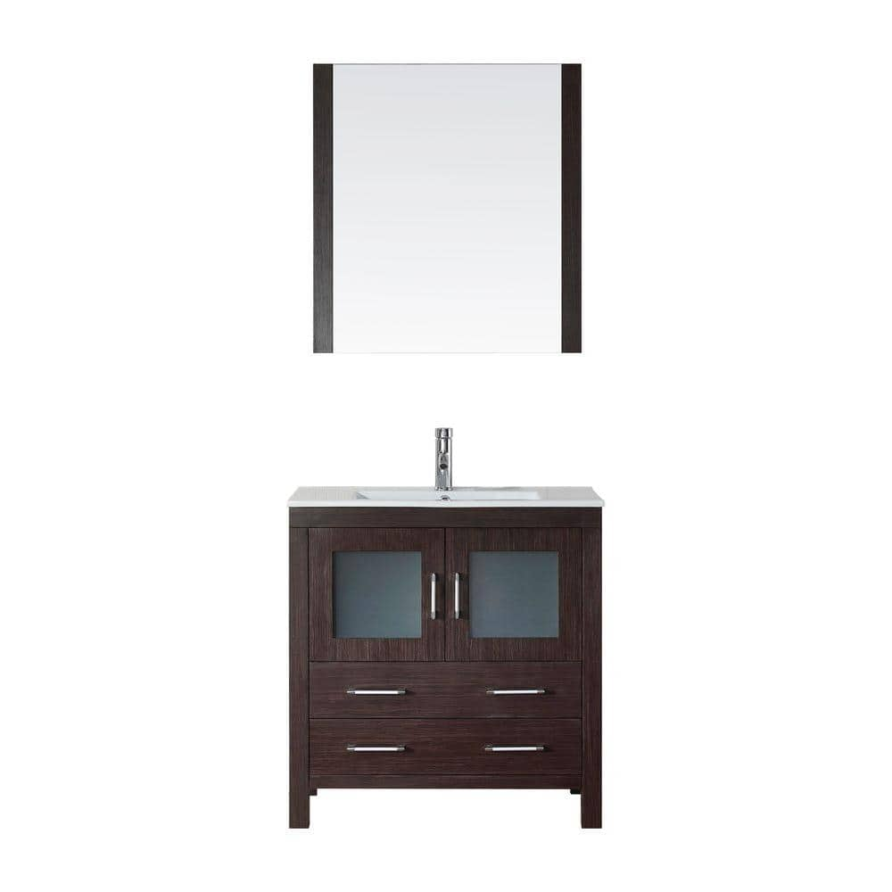 Delightful kokols vanity set Reviews For Virtu Usa Dior 32 In W Bath Vanity Espresso With Ceramic Top White Square Basin And Mirror Faucet Ks 70032 C Es The Home Depot