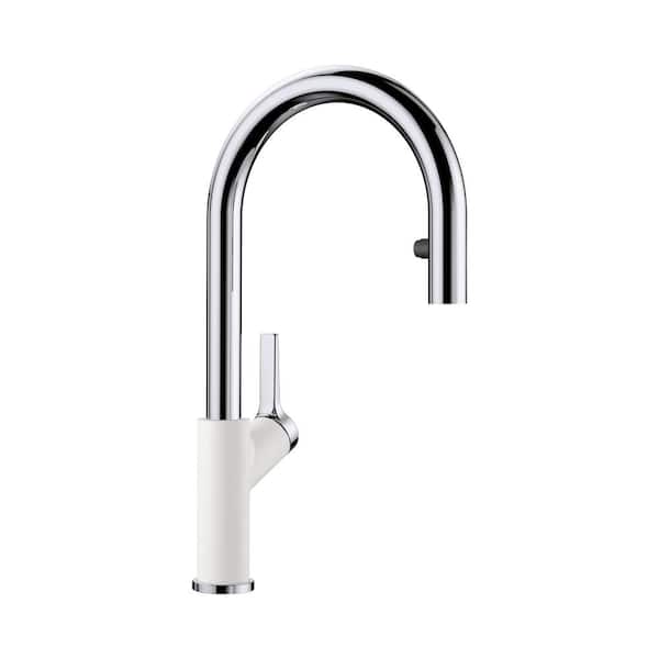 Blanco Urbena Single-Handle Pull Down Sprayer Kitchen Faucet in White/Chrome