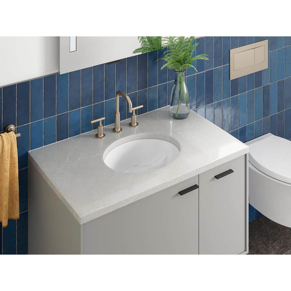 White Ceramic Oval Undermount Bathroom Sink