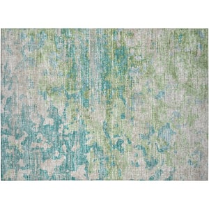 Accord Green 1 ft. 8 in. x 2 ft. 6 in. Abstract Indoor/Outdoor Washable Area Rug