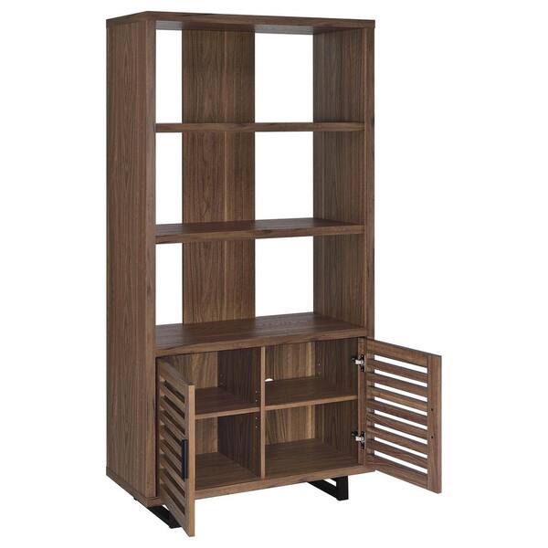 Coaster Maddox 70.75 in. Tall Walnut and Black Wood 4-Shelf