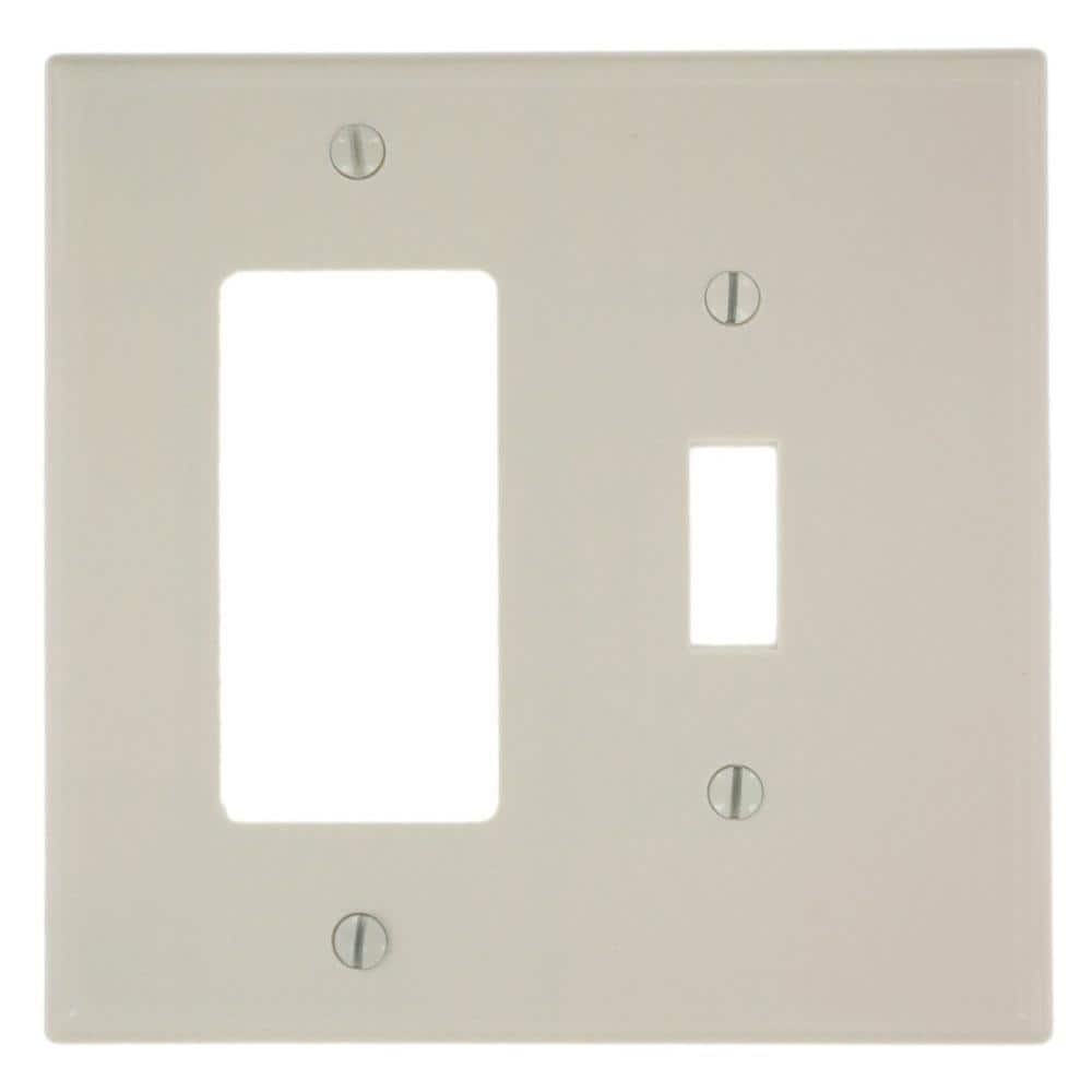 Leviton 2 Gang Light Almond 1 Toggle 1 Decorarocker Plastic Midwaymidsize Wall Plate 1 Pack 0374