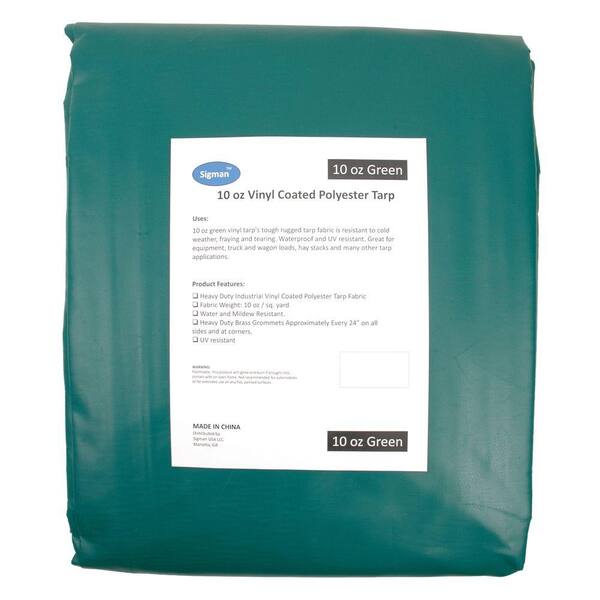 Sigman 10 oz. 12 ft. x 16 ft. Green Vinyl Coated Polyester Tarp-DISCONTINUED