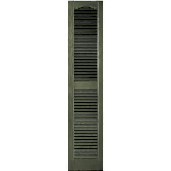 Builders Edge 12 in. x 55 in. Louvered Vinyl Exterior Shutters Pair in #282 Colonial Green