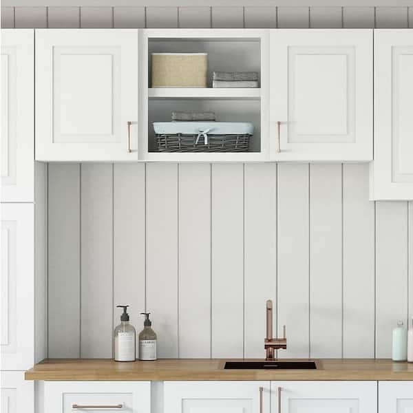 Greenwich Verona White 23 in. H x 60 in. W x 12 in. D Plywood Laundry Room Wall Cabinet with 3 Shelves