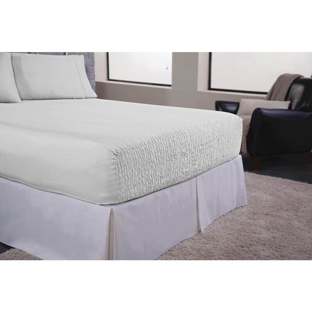 BedTite Classic White 300-Thread-Count Cotton Flannel Sheet Set
