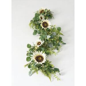 60 in. White Artificial Sunflower Berry Garland