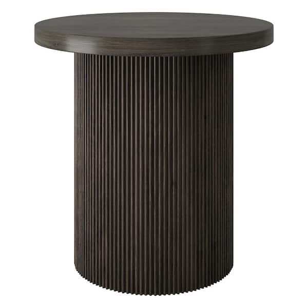 Isa 22 in. Alder Brown Round MDF Top End Table