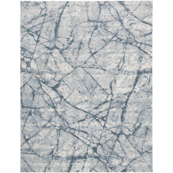 HomeRoots Blue and Ivory Abstract 5 ft. x 8 ft. Area Rug