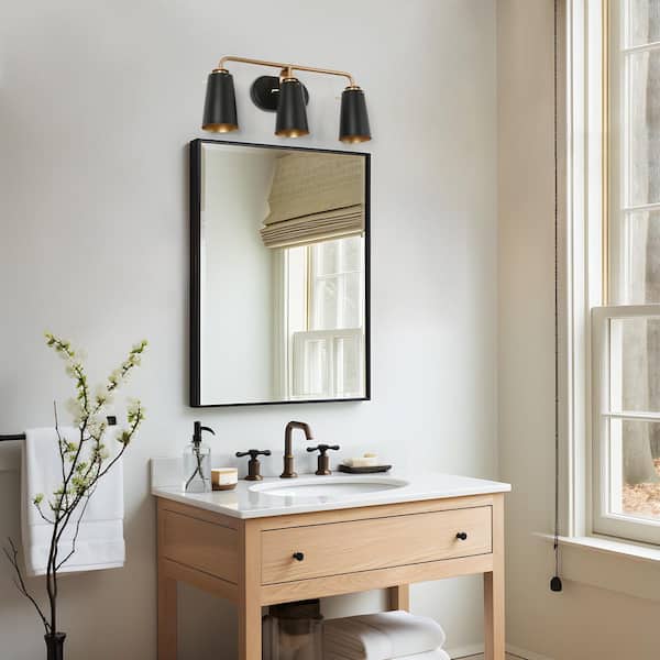 Zevni Modern Transitional 22.5 in. 3-Light Flat Black Wall Sconce