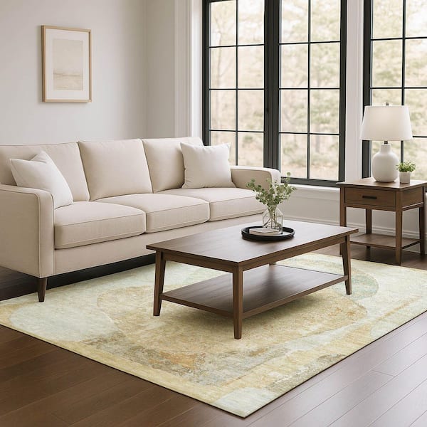 Mayfield Premium Machine Washable Abstract AMF1635 Taupe 10 ft. x 14 ft. Area Rug
