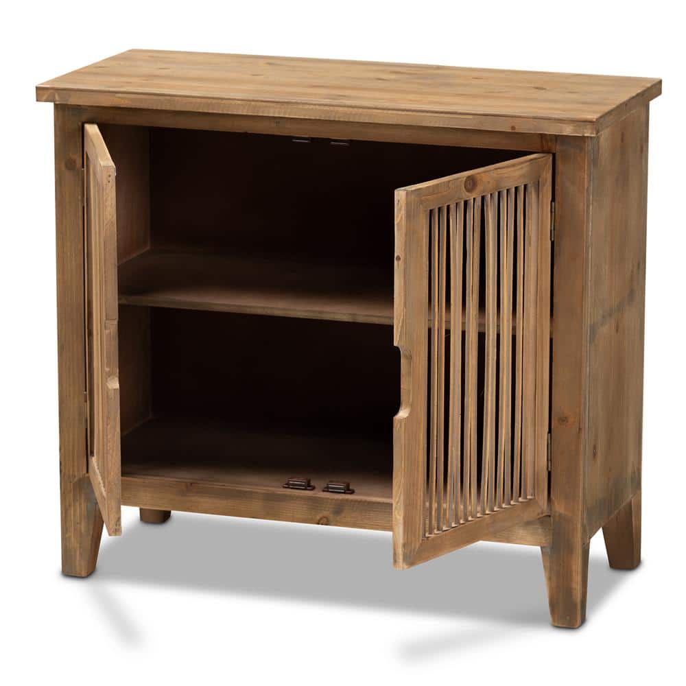 Clement Medium Oak 2-Door Wood Spindle Accent Cabinet