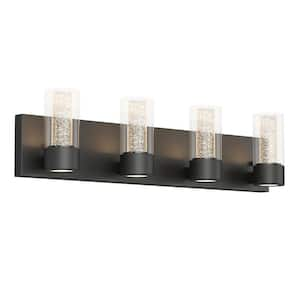 Essence 27 in. 4 Light Black Modern Integrated LED Vanity Light Bar for Bathroom with Bubble Glass