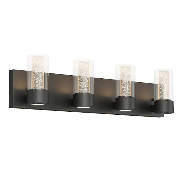 Artika Essence 27 in. 4 Light Black Modern Integrated LED Vanity Light Bar for Bathroom with Bubble Glass