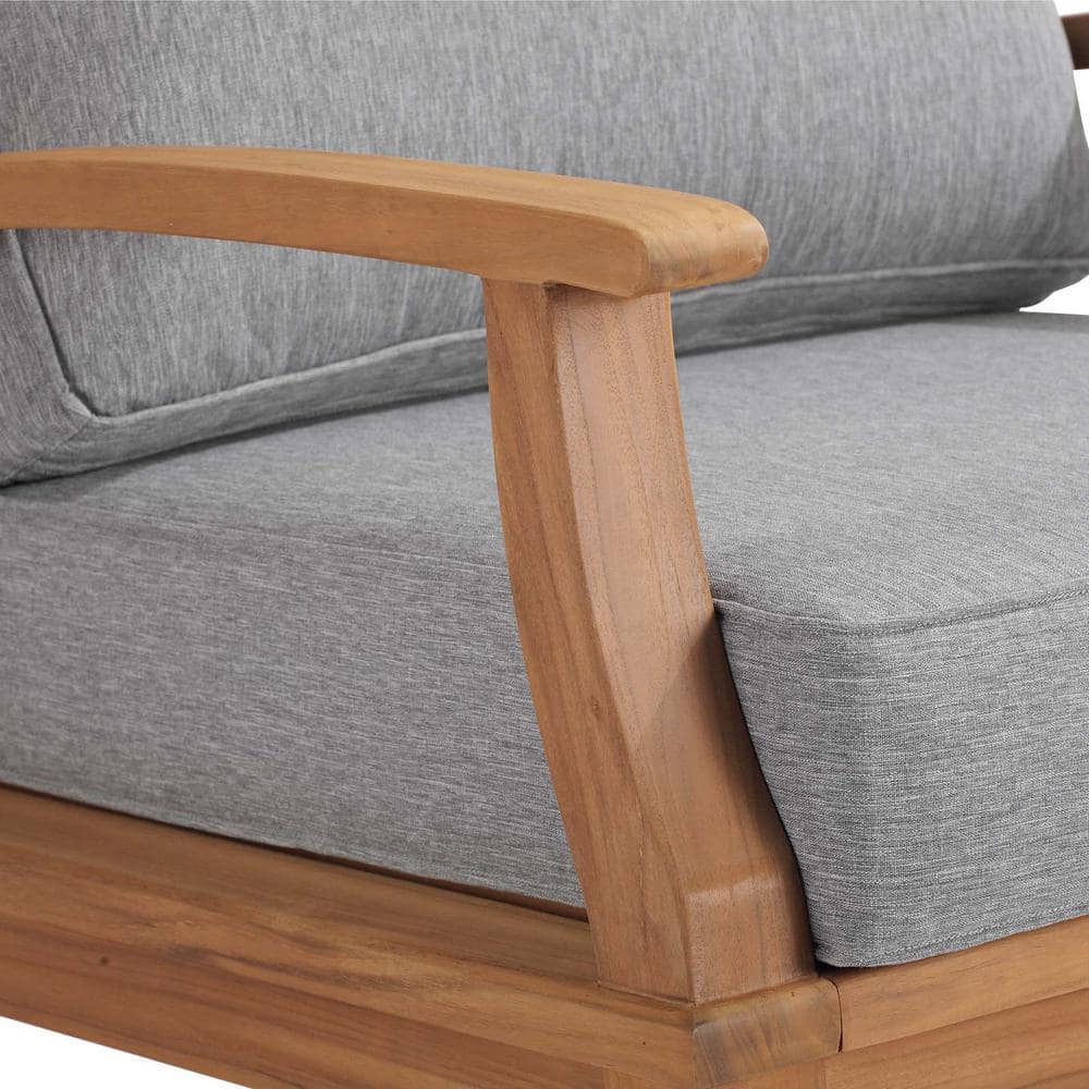Natural Gray Teak Wood Outdoor Rocking Chair with Cushions