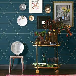 Twilight Teal Geometric Paper Strippable Wallpaper (Covers 56.4 sq. ft.)