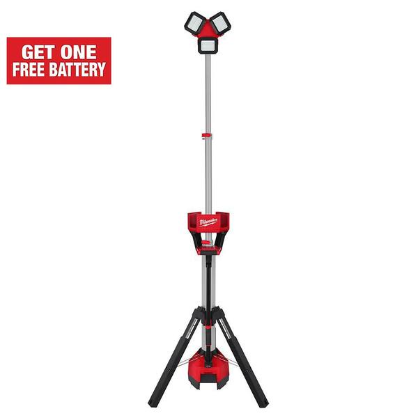 Milwaukee 18-Volt Lithium-Ion Cordless 6,000 Lumens Rocket Dual Power Tower Light with Charger (Tool-Only) 2136-20 The Home Depot